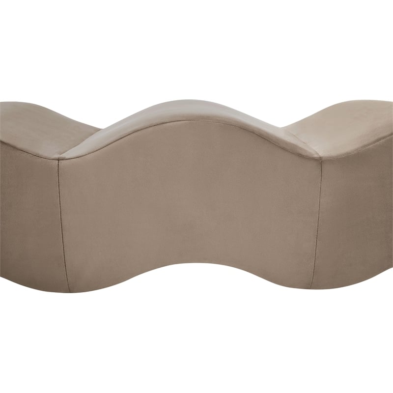 Meridian Furniture Wave Taupe Velvet Bench