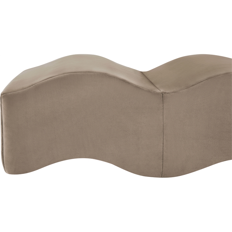 Meridian Furniture Wave Taupe Velvet Bench