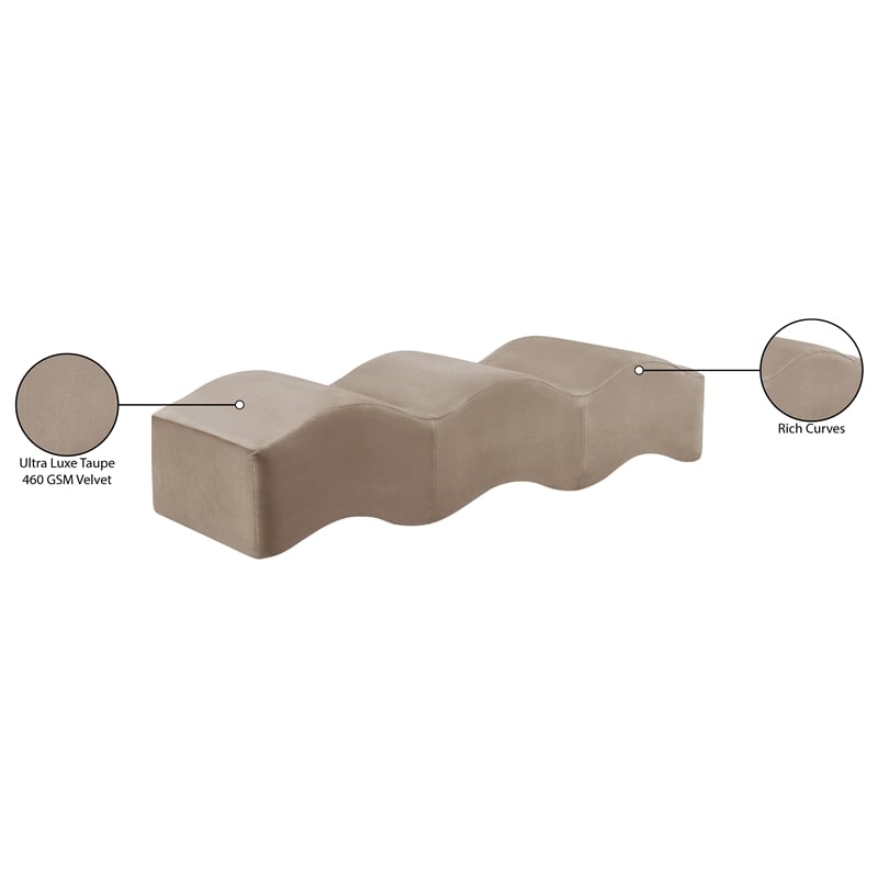 Meridian Furniture Wave Taupe Velvet Bench
