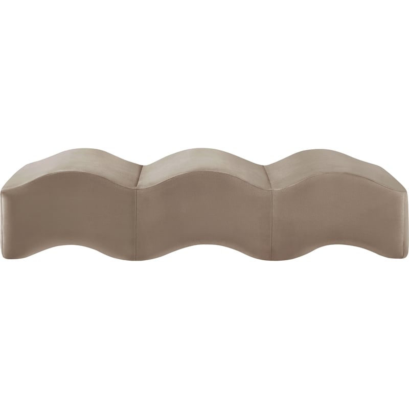 Meridian Furniture Wave Taupe Velvet Bench