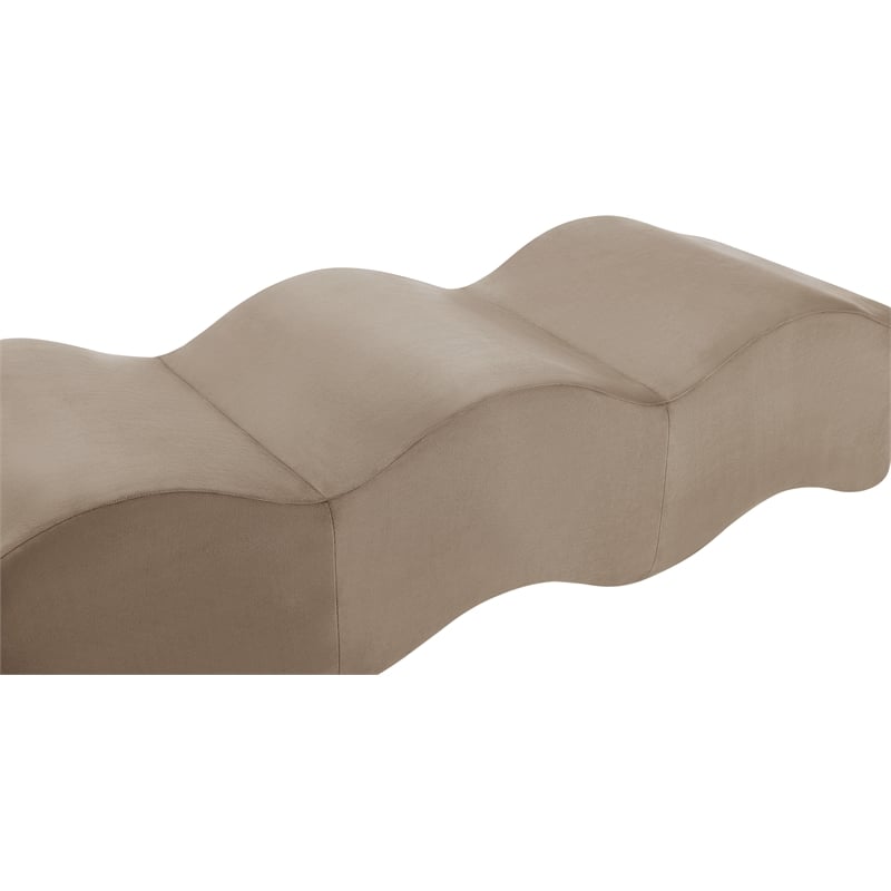 Meridian Furniture Wave Taupe Velvet Bench