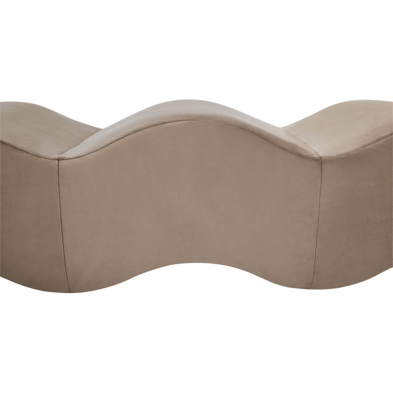 Meridian Furniture Wave Taupe Velvet Bench