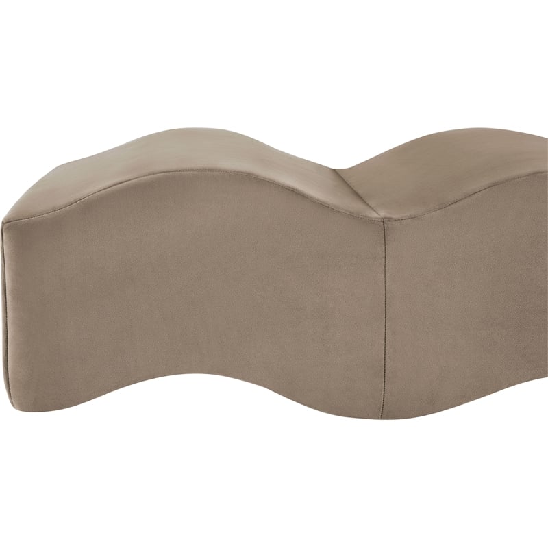 Meridian Furniture Wave Taupe Velvet Bench