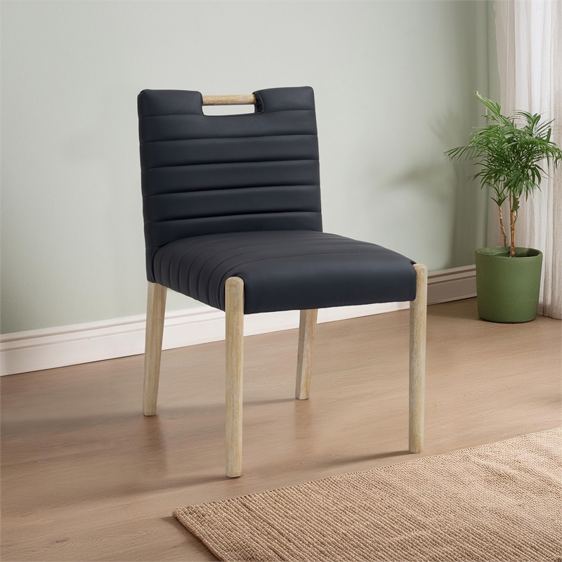 Meridian Furniture Aimee Black Vegan Leather Dining Side Chair (Set of 2)