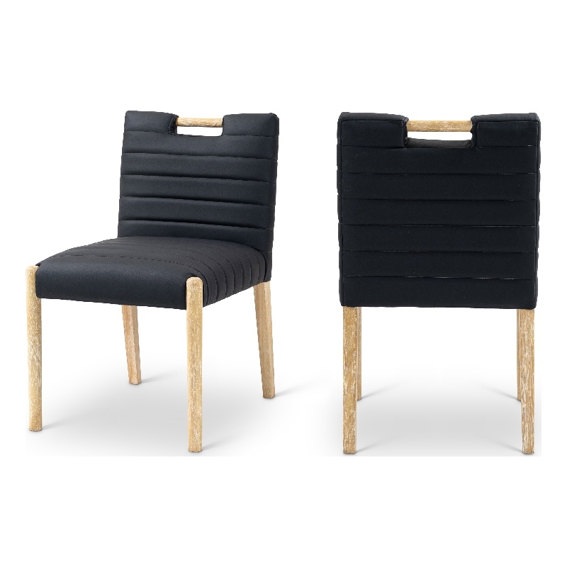 Meridian Furniture Aimee Black Vegan Leather Dining Side Chair (Set of 2)