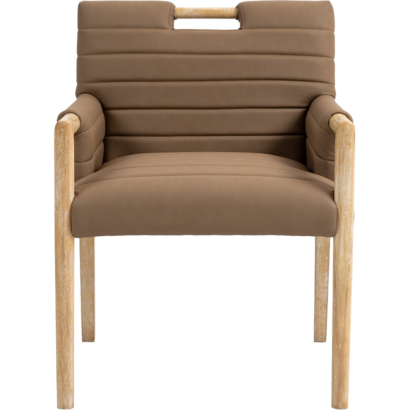 Meridian Furniture Aimee Brown Vegan Leather Dining Arm Chair