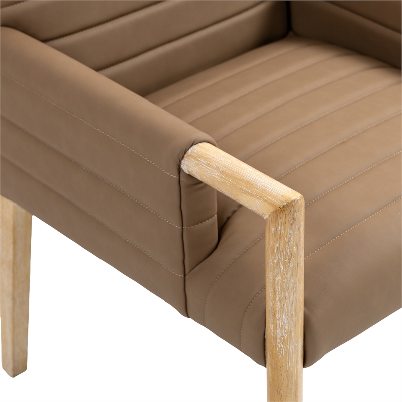 Meridian Furniture Aimee Brown Vegan Leather Dining Arm Chair