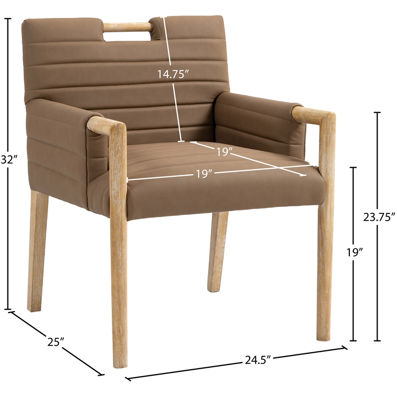 Meridian Furniture Aimee Brown Vegan Leather Dining Arm Chair