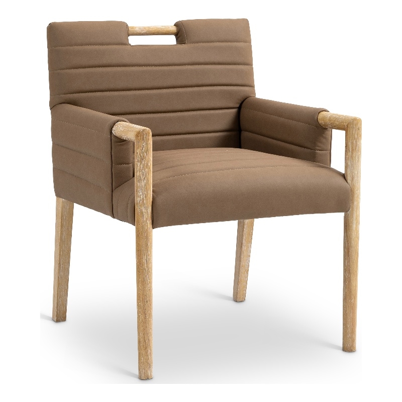 Meridian Furniture Aimee Brown Vegan Leather Dining Arm Chair