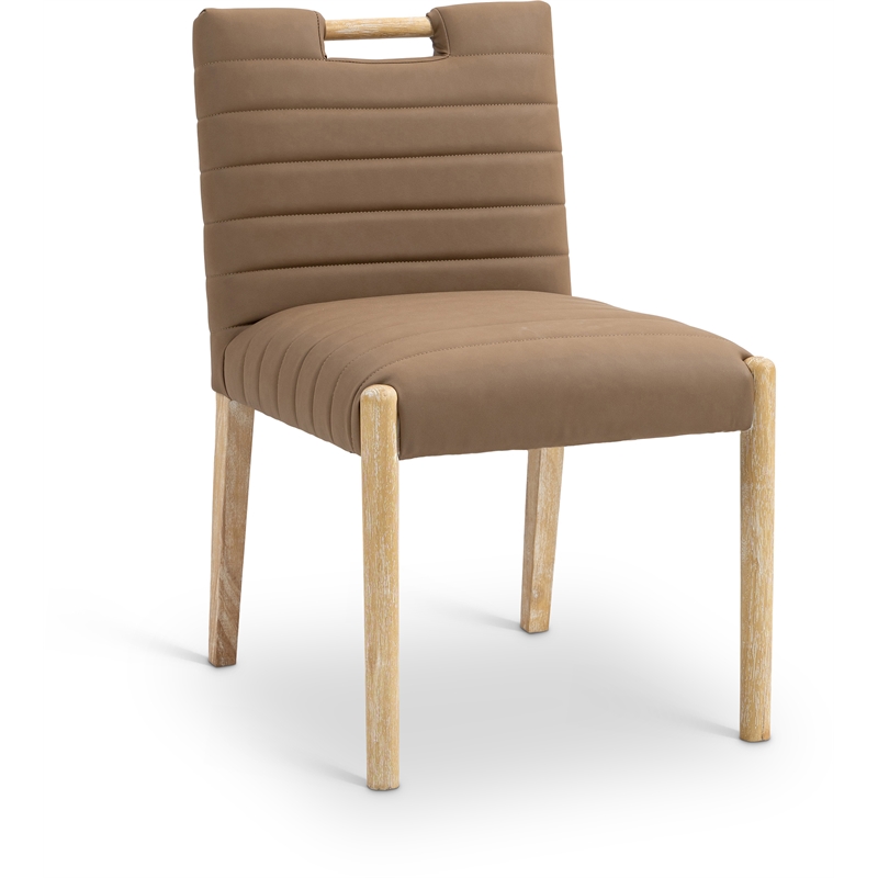 Meridian Furniture Aimee Brown Vegan Leather Dining Side Chair (Set of 2)