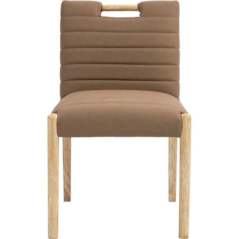 Meridian Furniture Aimee Brown Vegan Leather Dining Side Chair (Set of 2)