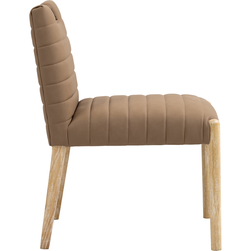 Meridian Furniture Aimee Brown Vegan Leather Dining Side Chair (Set of 2)