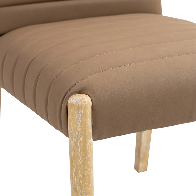 Meridian Furniture Aimee Brown Vegan Leather Dining Side Chair (Set of 2)