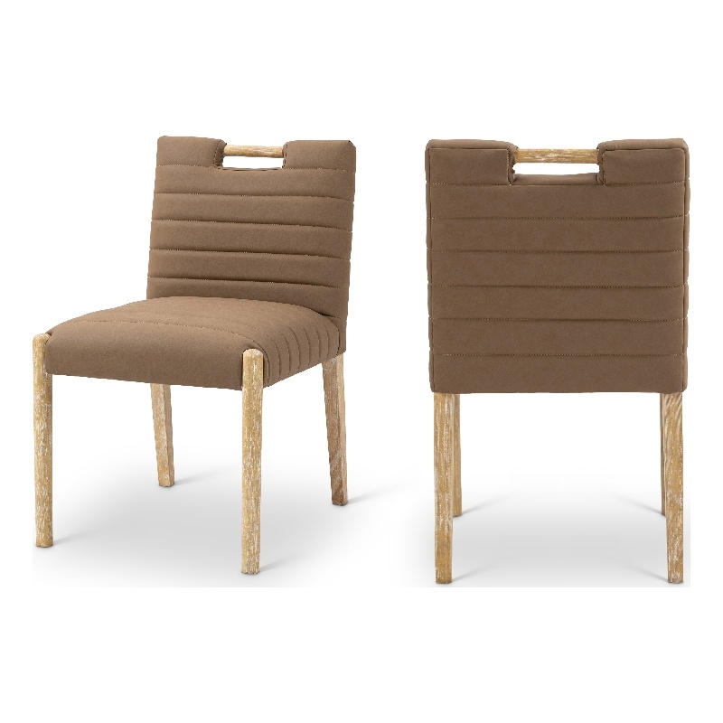 Meridian Furniture Aimee Brown Vegan Leather Dining Side Chair (Set of 2)
