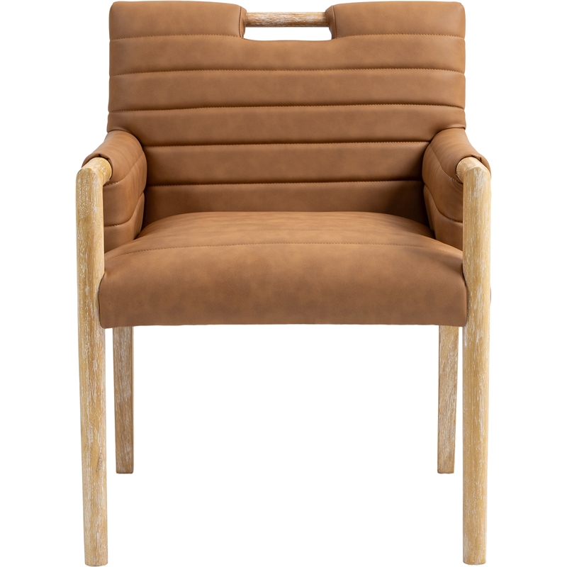Meridian Furniture Aimee Cognac Vegan Leather Dining Arm Chair