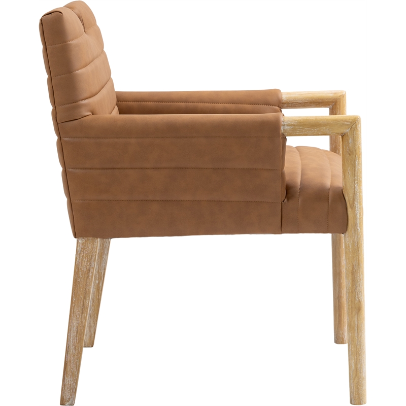 Meridian Furniture Aimee Cognac Vegan Leather Dining Arm Chair