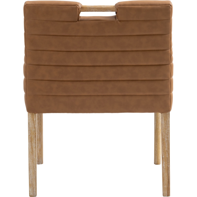 Meridian Furniture Aimee Cognac Vegan Leather Dining Arm Chair