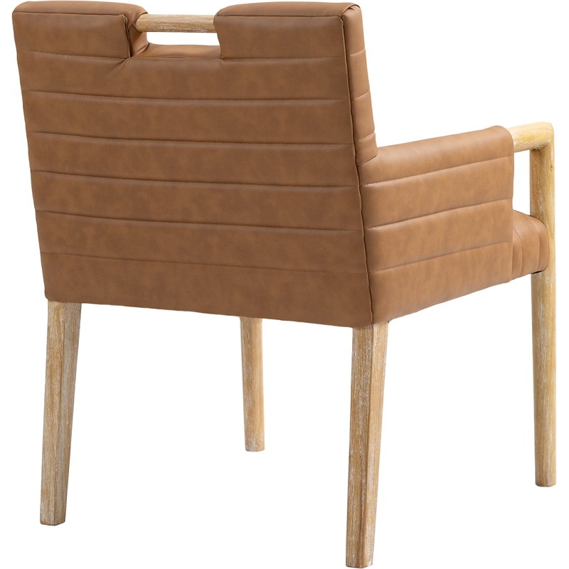 Meridian Furniture Aimee Cognac Vegan Leather Dining Arm Chair