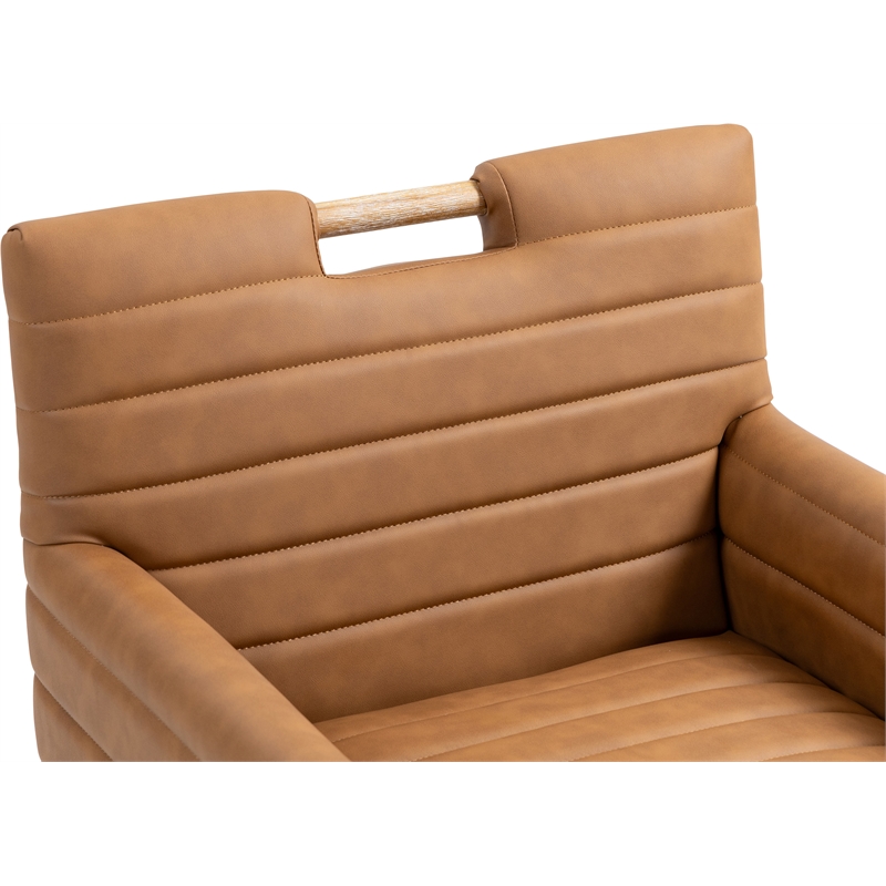 Meridian Furniture Aimee Cognac Vegan Leather Dining Arm Chair