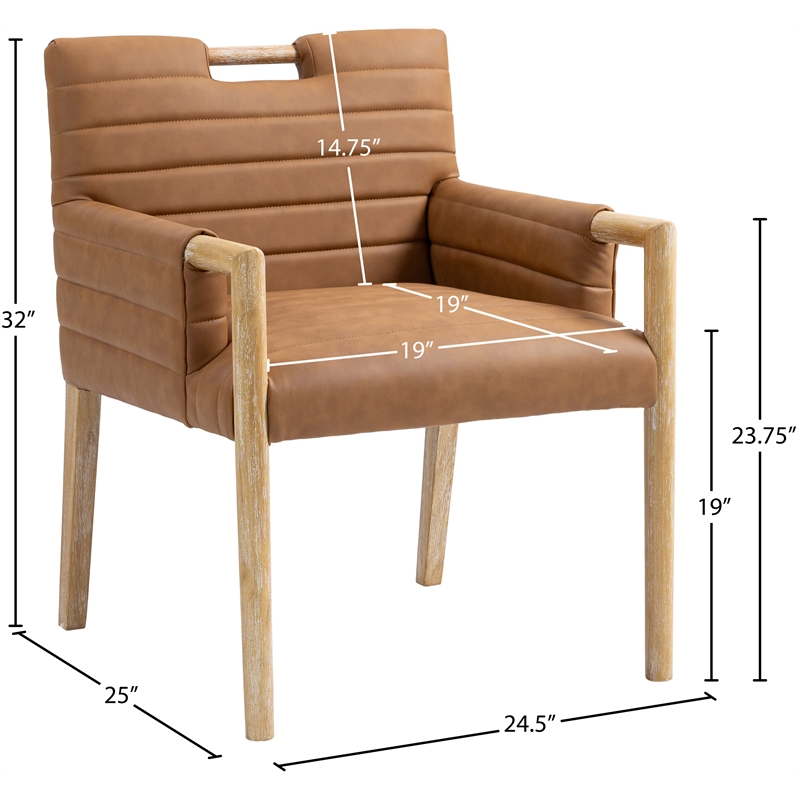 Meridian Furniture Aimee Cognac Vegan Leather Dining Arm Chair