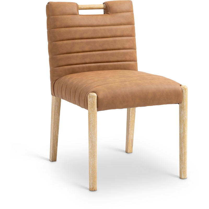 Meridian Furniture Aimee Cognac Vegan Leather Dining Side Chair (Set of 2)