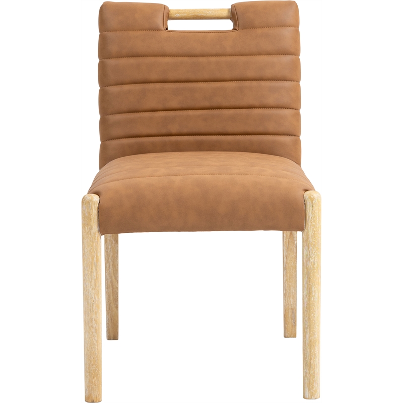 Meridian Furniture Aimee Cognac Vegan Leather Dining Side Chair (Set of 2)