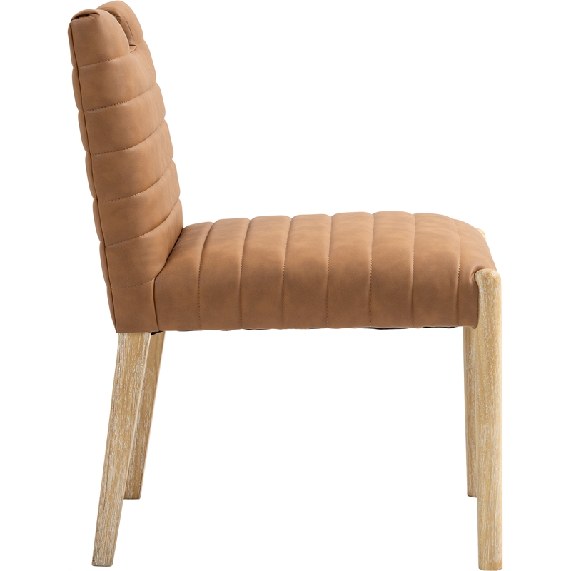 Meridian Furniture Aimee Cognac Vegan Leather Dining Side Chair (Set of 2)