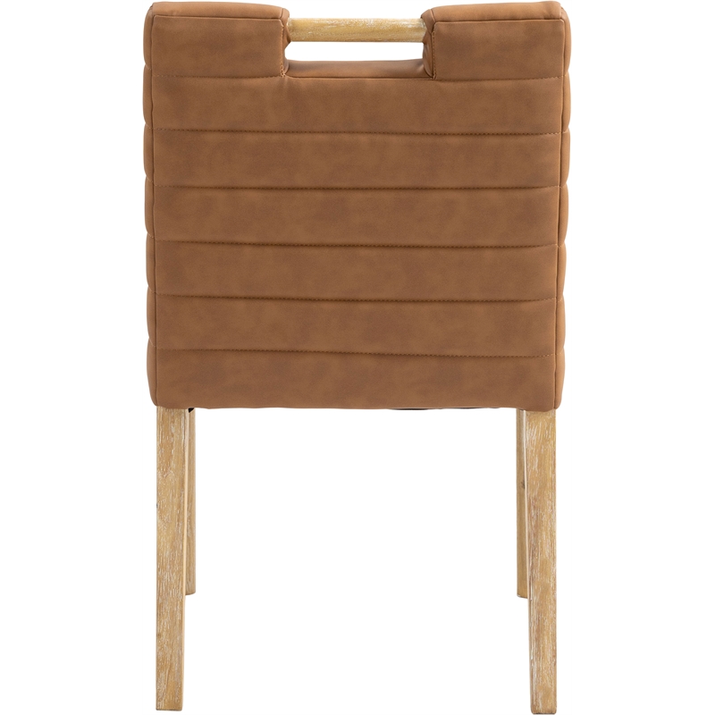 Meridian Furniture Aimee Cognac Vegan Leather Dining Side Chair (Set of 2)