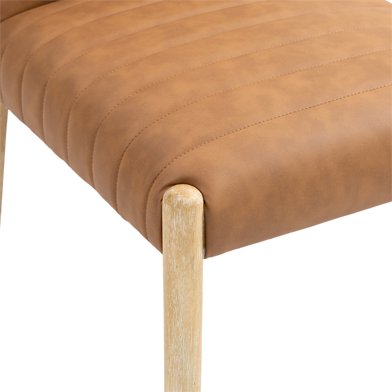 Meridian Furniture Aimee Cognac Vegan Leather Dining Side Chair (Set of 2)