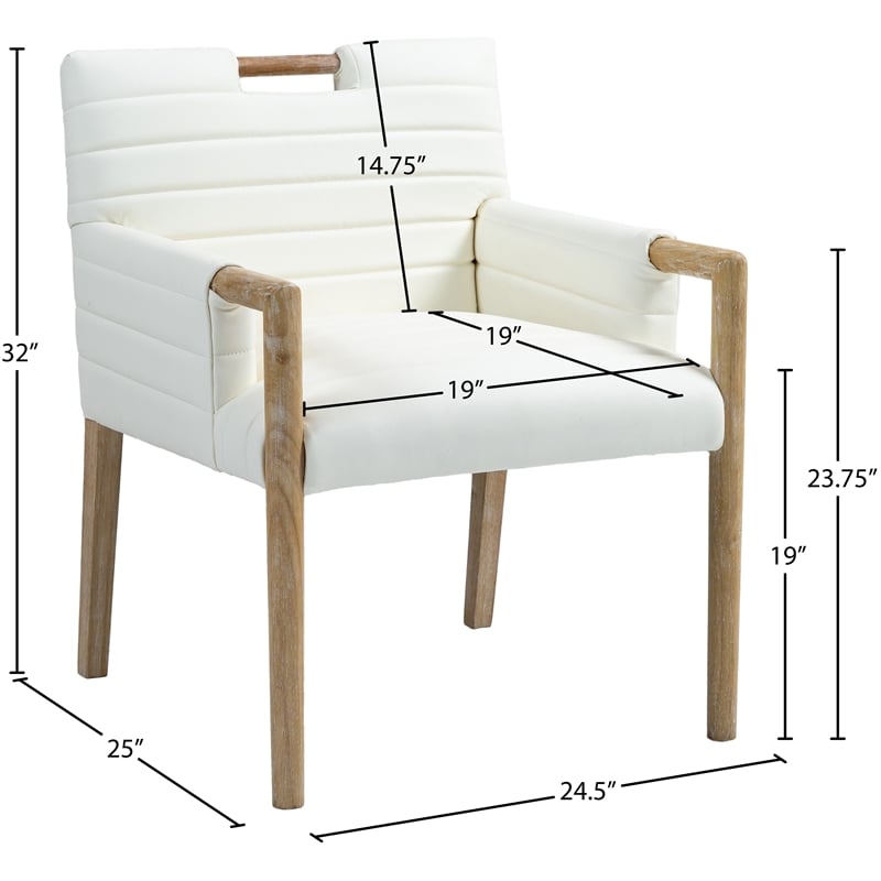 Meridian Furniture Aimee Cream Vegan Leather Dining Arm Chair