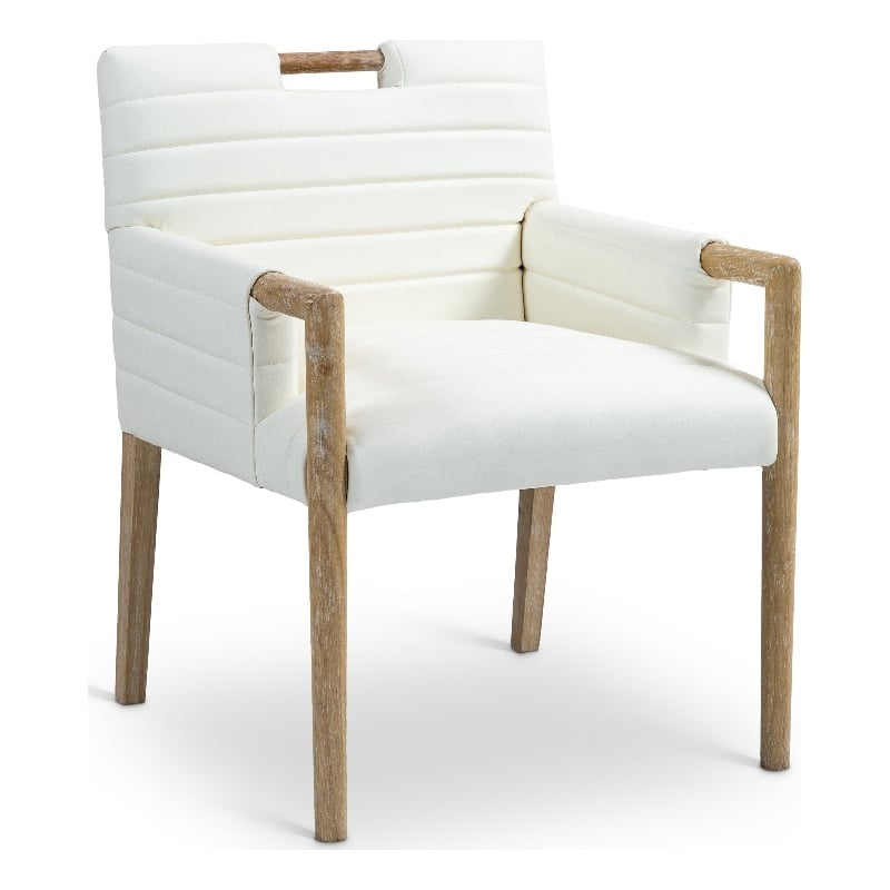 Meridian Furniture Aimee Cream Vegan Leather Dining Arm Chair