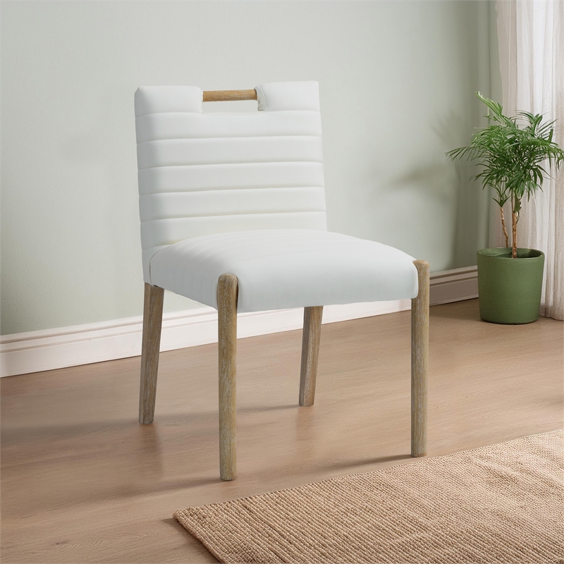 Meridian Furniture Aimee Cream Vegan Leather Dining Side Chair (Set of 2)
