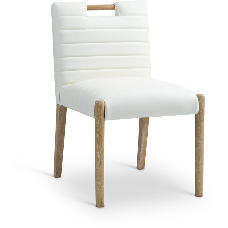 Meridian Furniture Aimee Cream Vegan Leather Dining Side Chair (Set of 2)