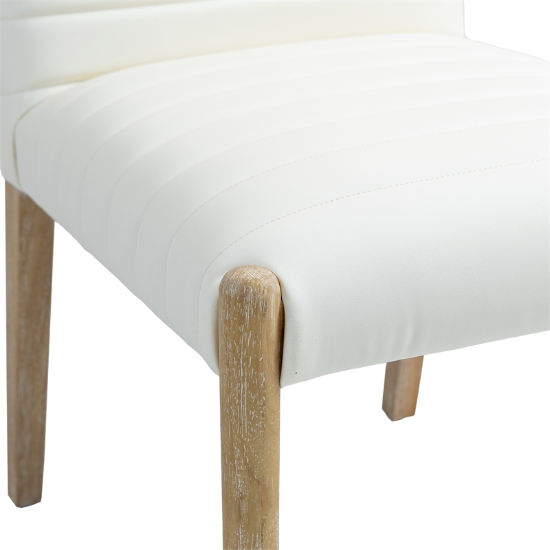 Meridian Furniture Aimee Cream Vegan Leather Dining Side Chair (Set of 2)