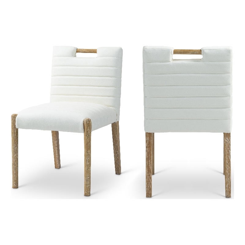 Meridian Furniture Aimee Cream Vegan Leather Dining Side Chair (Set of 2)