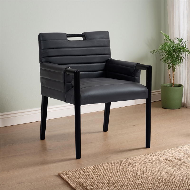 Meridian Furniture Aimee Black Vegan Leather Dining Arm Chair
