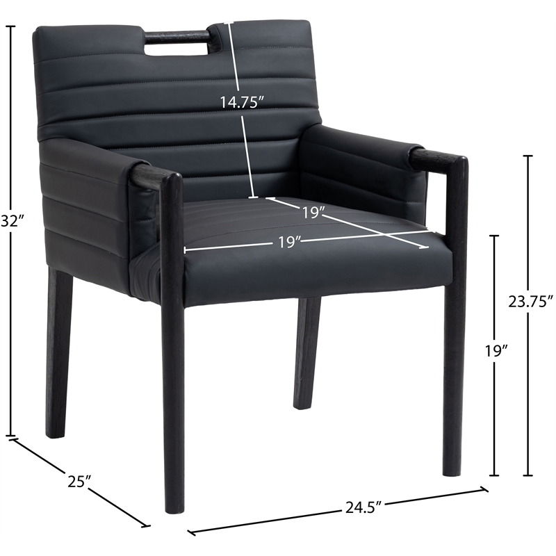 Meridian Furniture Aimee Black Vegan Leather Dining Arm Chair