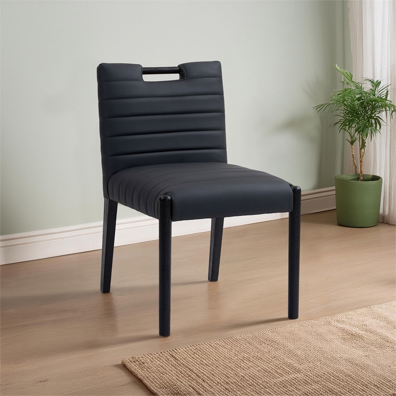 Meridian Furniture Aimee Black Vegan Leather Dining Side Chair (Set of 2)