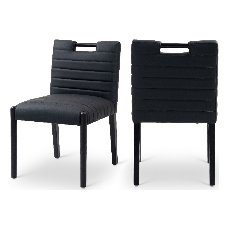 Meridian Furniture Aimee Black Vegan Leather Dining Side Chair (Set of 2)