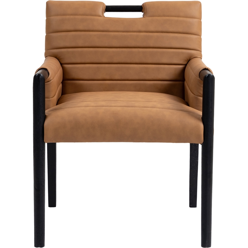 Meridian Furniture Aimee Cognac Vegan Leather Dining Arm Chair