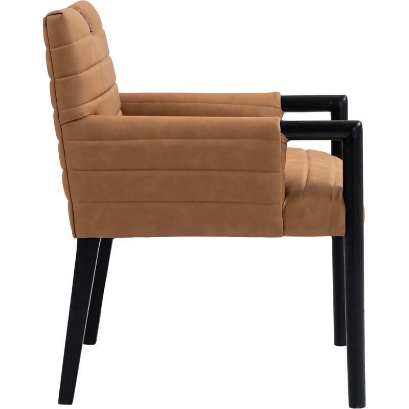 Meridian Furniture Aimee Cognac Vegan Leather Dining Arm Chair