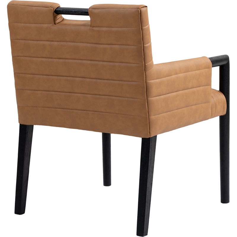 Meridian Furniture Aimee Cognac Vegan Leather Dining Arm Chair