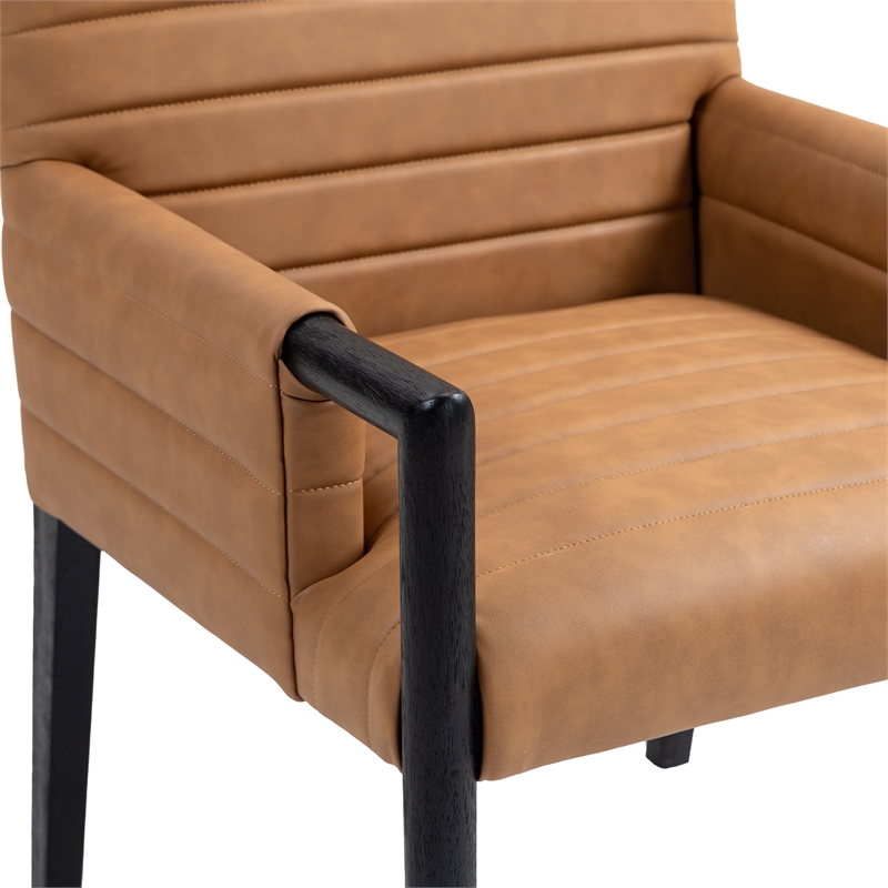 Meridian Furniture Aimee Cognac Vegan Leather Dining Arm Chair