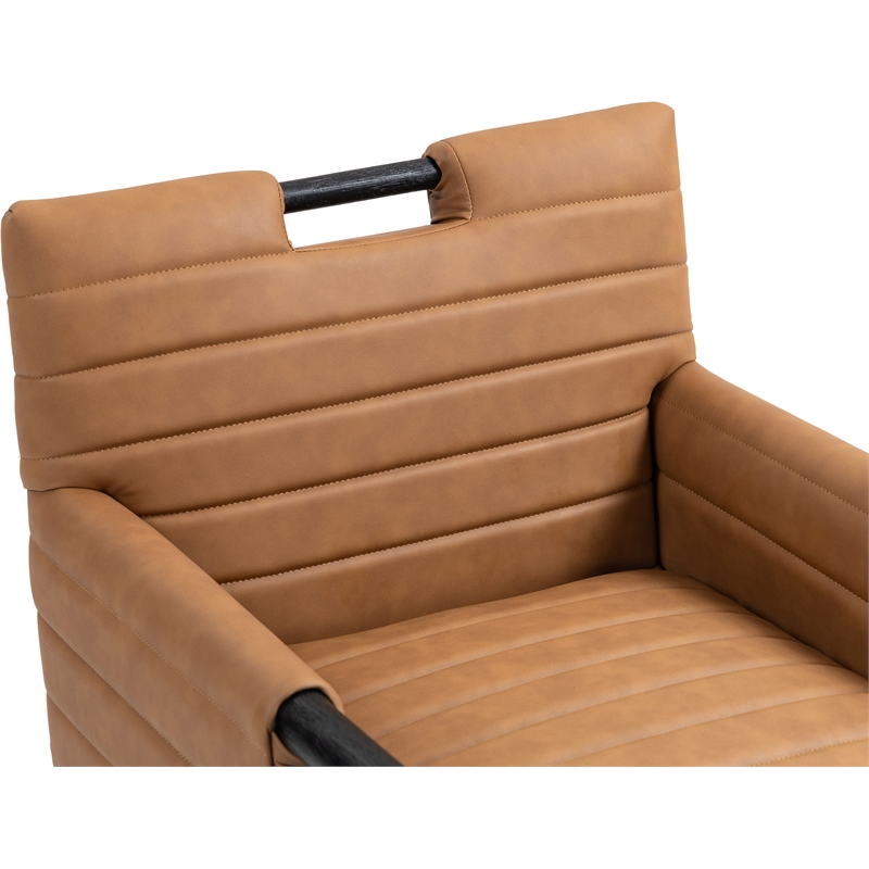 Meridian Furniture Aimee Cognac Vegan Leather Dining Arm Chair