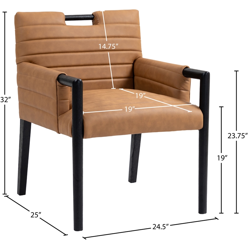 Meridian Furniture Aimee Cognac Vegan Leather Dining Arm Chair