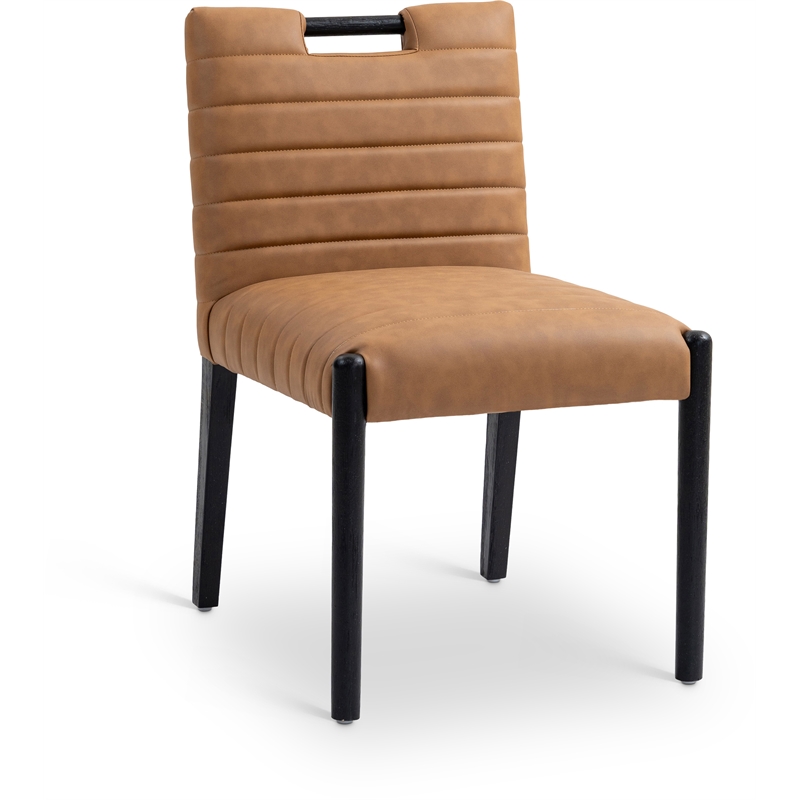 Meridian Furniture Aimee Cognac Vegan Leather Dining Side Chair (Set of 2)