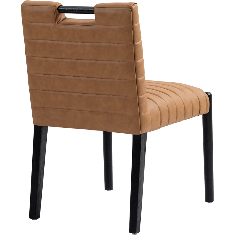 Meridian Furniture Aimee Cognac Vegan Leather Dining Side Chair (Set of 2)