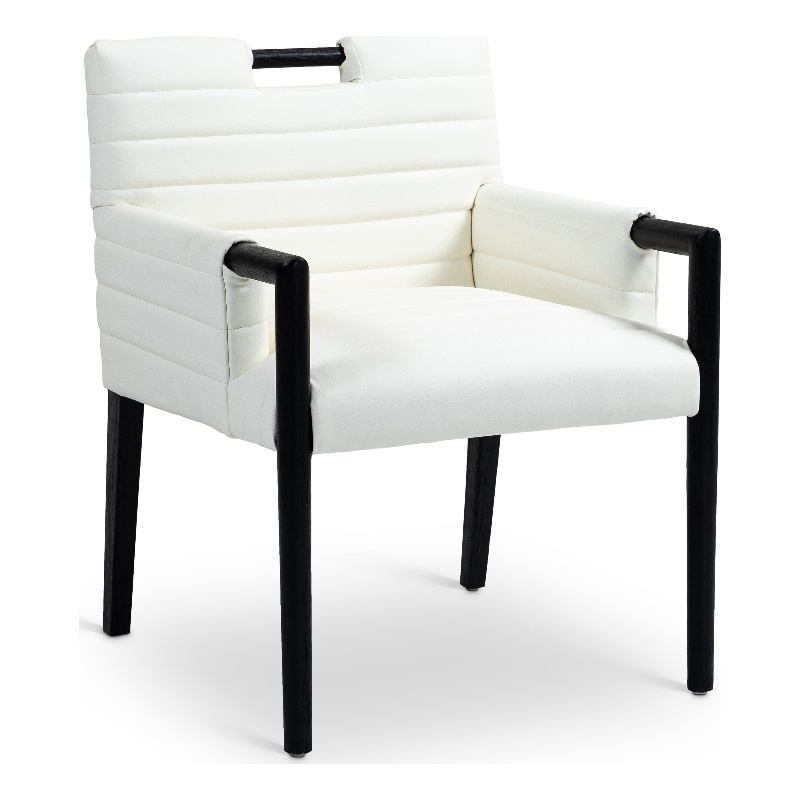 Meridian Furniture Aimee Cream Vegan Leather Dining Arm Chair