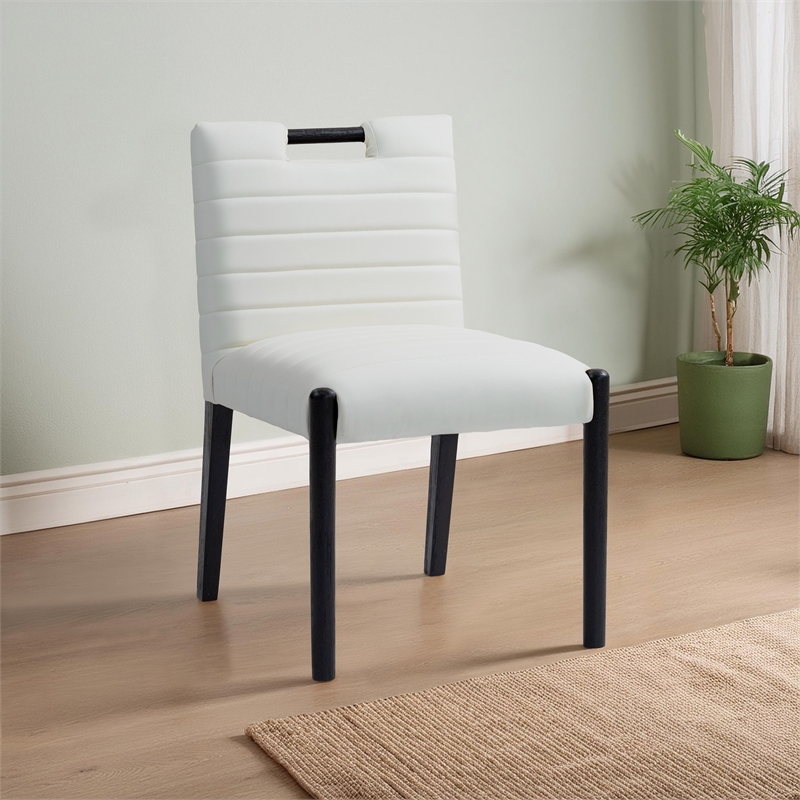 Meridian Furniture Aimee Cream Vegan Leather Dining Side Chair (Set of 2)