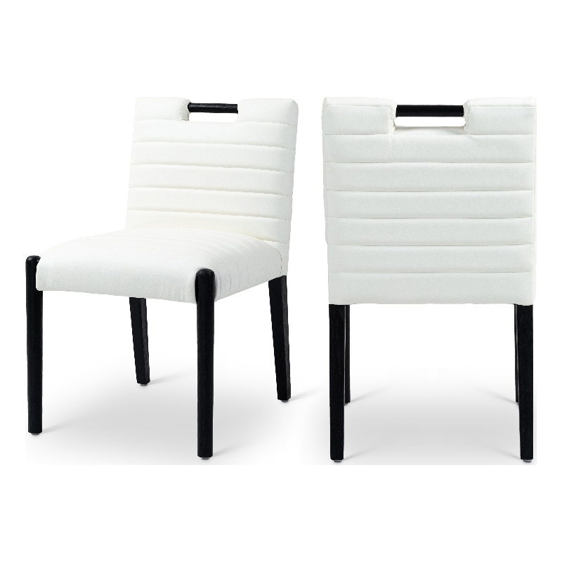 Meridian Furniture Aimee Cream Vegan Leather Dining Side Chair (Set of 2)